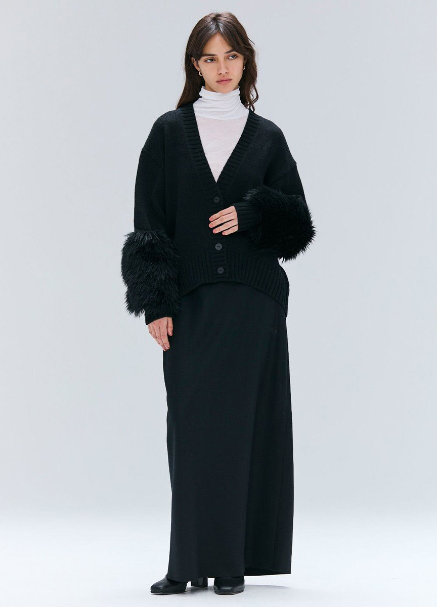 彈性軟質毛料長裙